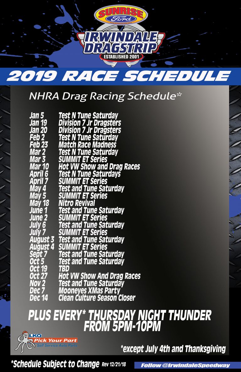 Irwindale Speedway and Drag Strip Announces 2019 Schedule Irwindale